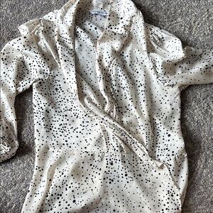 cupcakes & cashmere Cream Polka Dot Silk Blouse